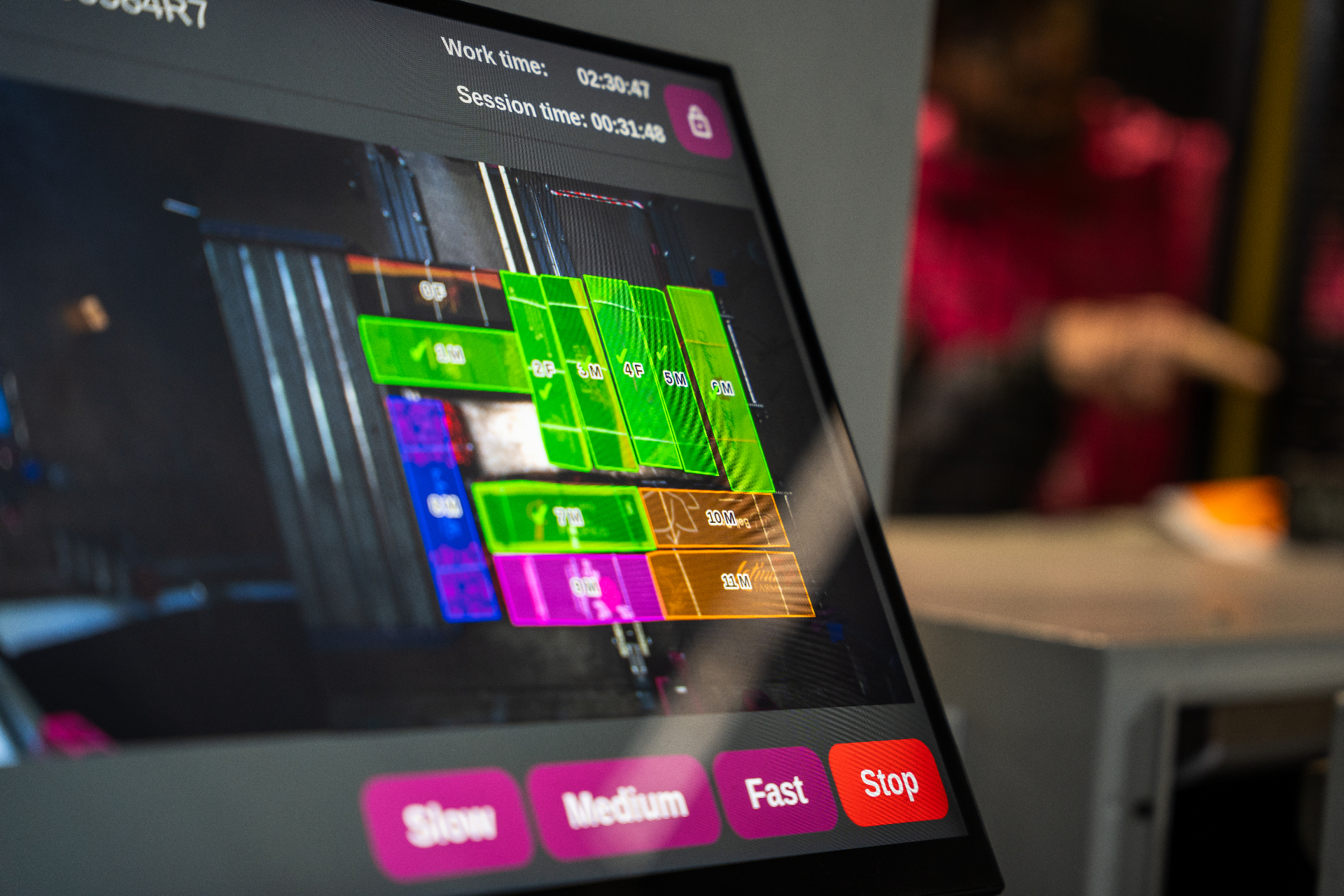 DUND operator touch panel controlling cargo sorting